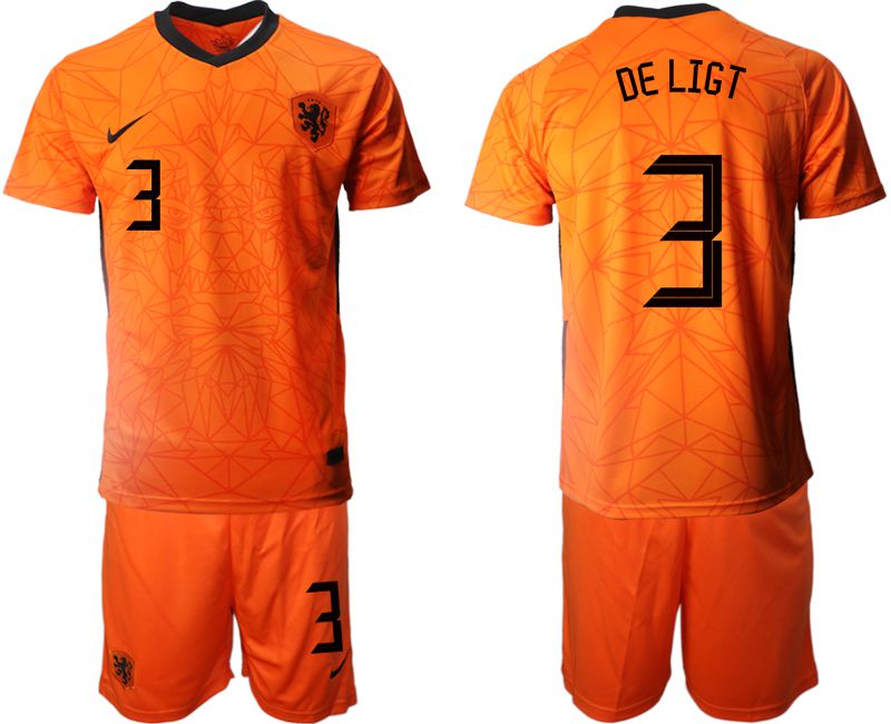 Men 2020-2021 European Cup Netherlands home orange #3 Nike Soccer Jersey